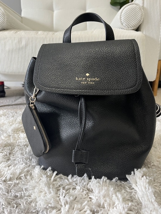 kate spade Handbags - kate spade Black Pebbled Leather Drawstring Backpack with Pouch